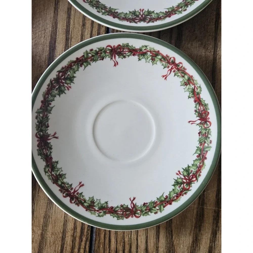 Christopher Radko Traditions Holiday Celebrations Christmas Saucers Set Of 6